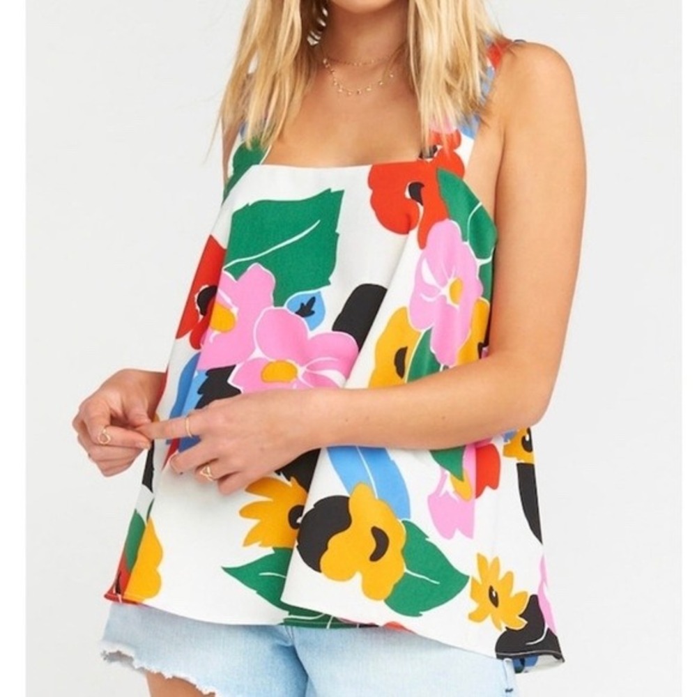 Show Me Your Mumu Floral Square Neck Tank Top Multicolor Boho Cami Small
